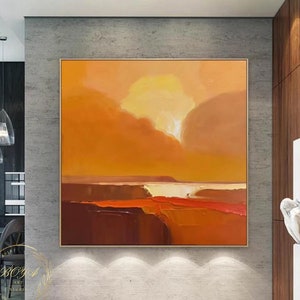 Large Orange Abstract Art Original Texture Painting Minimalist Abstract Painting Orange Textured Art Sunset Oil Painting Orange Sky Painting