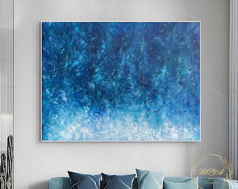 Blue Abstract Painting Large Blue Painting Original Blue Oil Painting Blue Abstract Art Large Abstract Canvas Art Ocean Abstract Painting