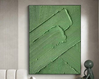 Green Minimalist Painting Green Textured Art Green Abstract Oil Painting Large Green Wall Art Green Canvas Painting Thick Texture Painting