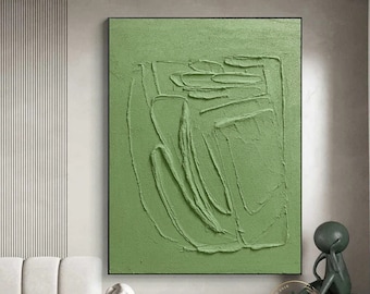Original Green Texture Painting Green Minimalist Wall Art Green Abstract Oil Painting Large Green Canvas Painting Minimalist Textured Art
