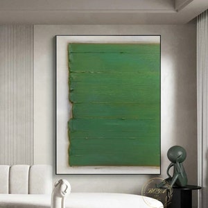 Green Abstract Oil Painting Green Minimalist Painting Thick Texture Painting Large Green Wall Art Green Canvas Painting Green Texture Art
