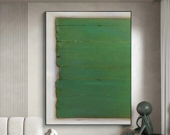 Green Abstract Oil Painting Green Minimalist Painting Thick Texture Painting Large Green Wall Art Green Canvas Painting Green Texture Art