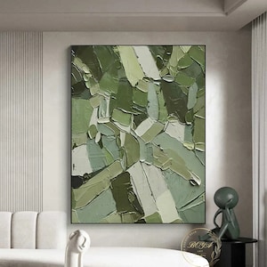 Green Abstract Oil Painting Green Texture Painting Large Textured Art Modern Green Wall Art Green Canvas Painting Original Green Painting