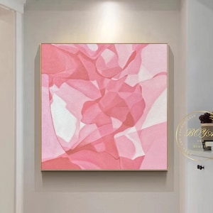Arte murale minimalista rosa Pittura astratta originale rosa Arte astratta floreale Grande dipinto su tela rosa Arte strutturata rosa Arte murale moderna