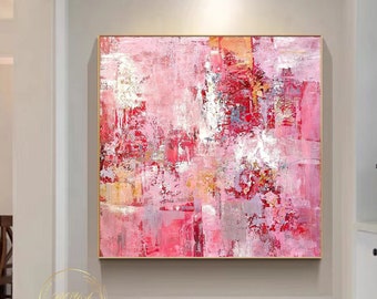 Large Pink Painting Original Abstract Painting Pink Wall Art Pink Abstract Painting Pink Canvas Art Pink Modern Wall Painting Ready to Ship