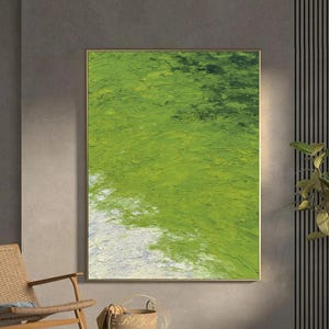 Large Green Minimalist Painting Green Textured Wall Art Green Abstract Art White Textured Painting Original Canvas Painting Minimalist Art