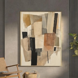 Original Beige Abstract Art Brown Textured Painting Wabi-Sabi Wall Art Large Beige Canvas Painting Brown Wall Art Natural Color Painting