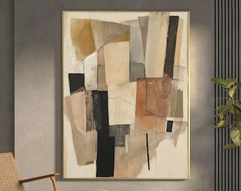 Original Beige Abstract Art Brown Textured Painting Wabi-Sabi Wall Art Large Beige Canvas Painting Brown Wall Art Natural Color Painting