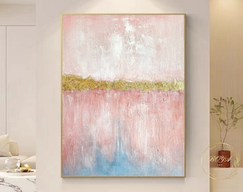 Pink Abstract Painting Pink Minimalist Wall Art Gold Texture Art Large Pink Painting Original Modern Painting Abstract Canvas Art Painting