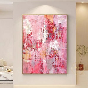 Large Pink Painting Pink Abstract Painting Pink Wall Painting Pink Texture Wall Art Modern Pink Canvas Art Original Pink Oil Painting