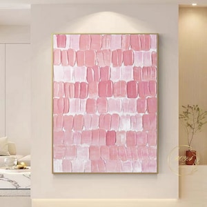 Pink Textured Wall Art Large Pink Painting Pink Abstract Painting Pink Wall Painting Minimalist Pink Canvas Painting White Textured Painting
