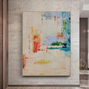 Large Beige Abstract Painting Beige Canvas Art Minimalist Painting Original Beige Painting Modern Abstract Painting Multicolored Wall Art