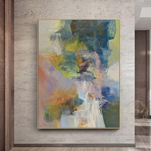 Original Green Abstract Painting Large Colorful Painting Green Wall Art Flower Abstract Painting Modren Abstract Painting Green Canvas Art