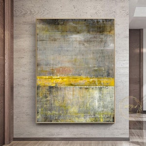 Original Yellow Painting Yellow Minimalism Painting Large Yellow Abstract Painting Yellow Landscape Abstract Painting Modern Canvas Wall Art