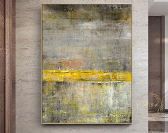 Original Yellow Painting Yellow Minimalism Painting Large Yellow Abstract Painting Yellow Landscape Abstract Painting Modern Canvas Wall Art
