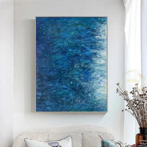 Blue Abstract Painting Original Blue Oil Painting Blue Abstract Art Blue Wave Abstract Painting Large Blue Wall Art Modern Canvas Art