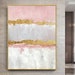 Poster D'art Abstrait Aquarelle - Motif Pinceaux Or Et Rose, Déco Moderne Et Minimaliste