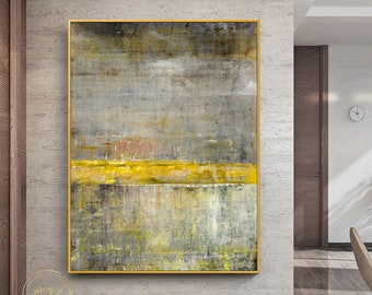 Original Yellow Painting Yellow Minimalism Painting Large Yellow Abstract Painting Yellow Landscape Abstract Painting Modern Canvas Wall Art