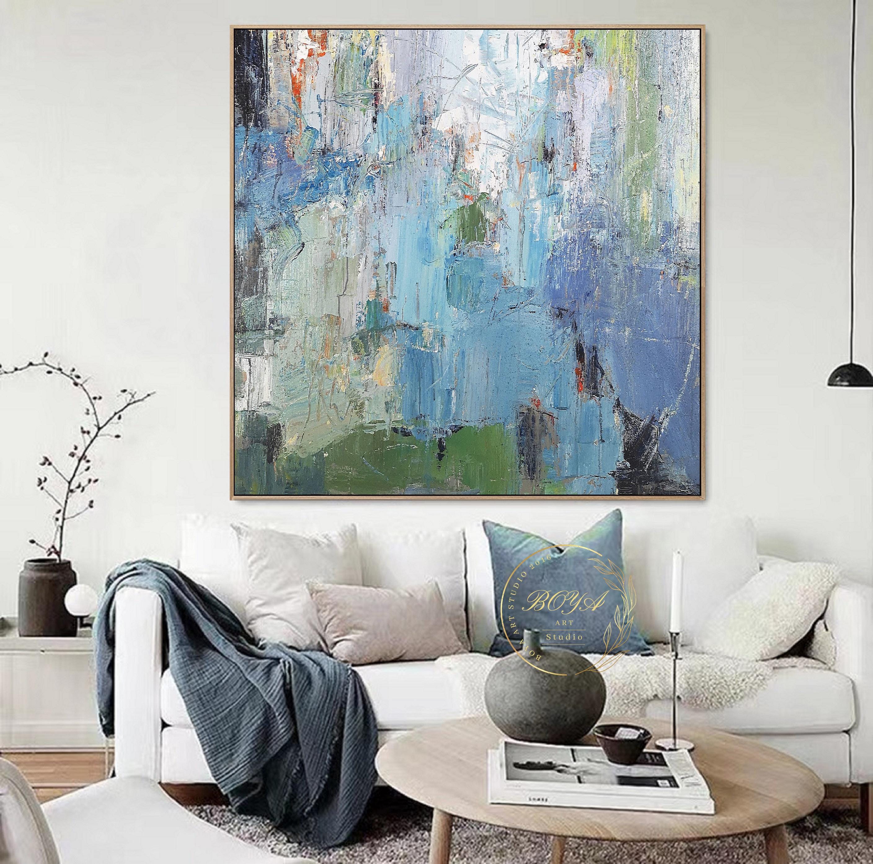 Original Hand Painted Artwork,blue Abstract Painting,large