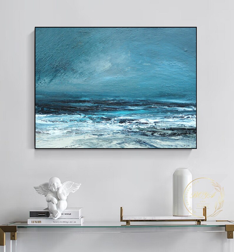 Large Blue Ocean Abstract Painting Original Seascape Oil Etsy