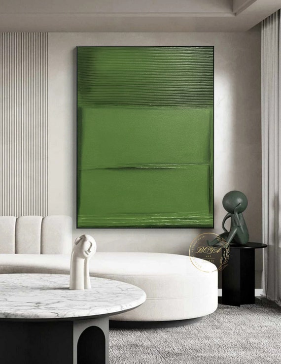 Green Minimalist Wall Painting Original Green Abstract Art Large Green Texture Painting Green Canvas Painting Modern Minimalist Textured Art