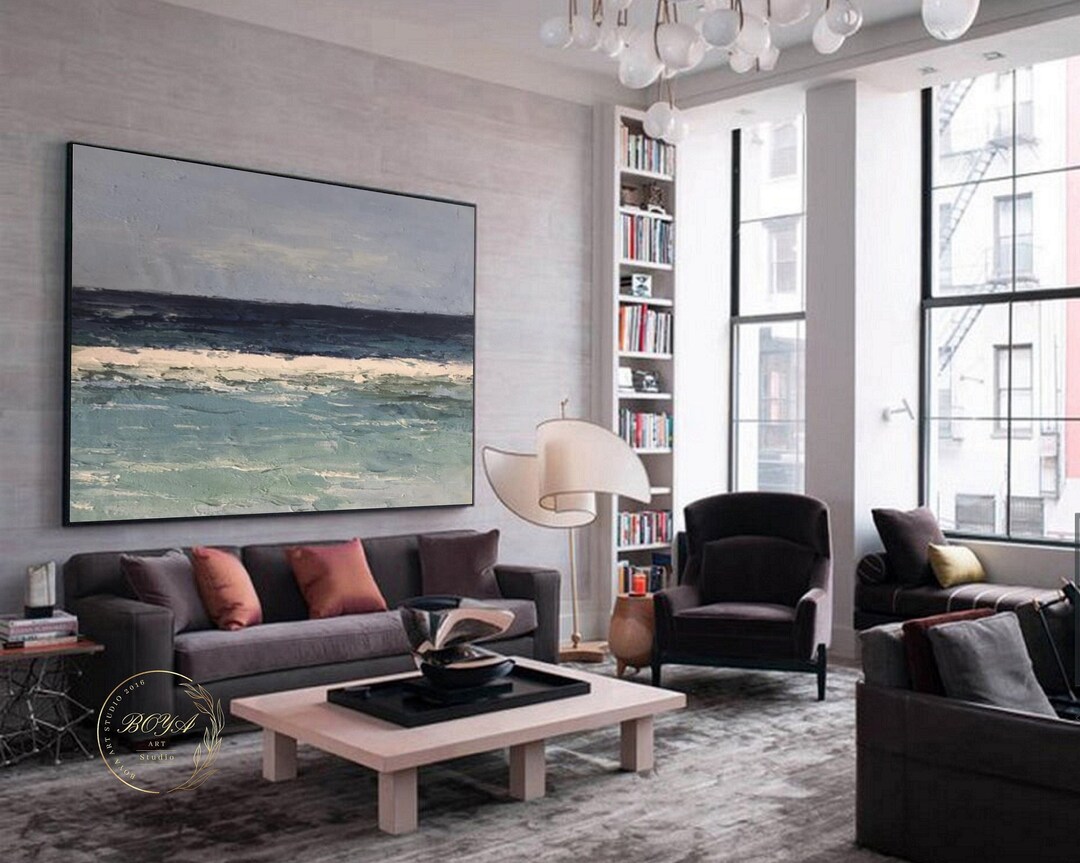 Large Blue Ocean Painting Original Sea Abstract Canvas Art - Etsy