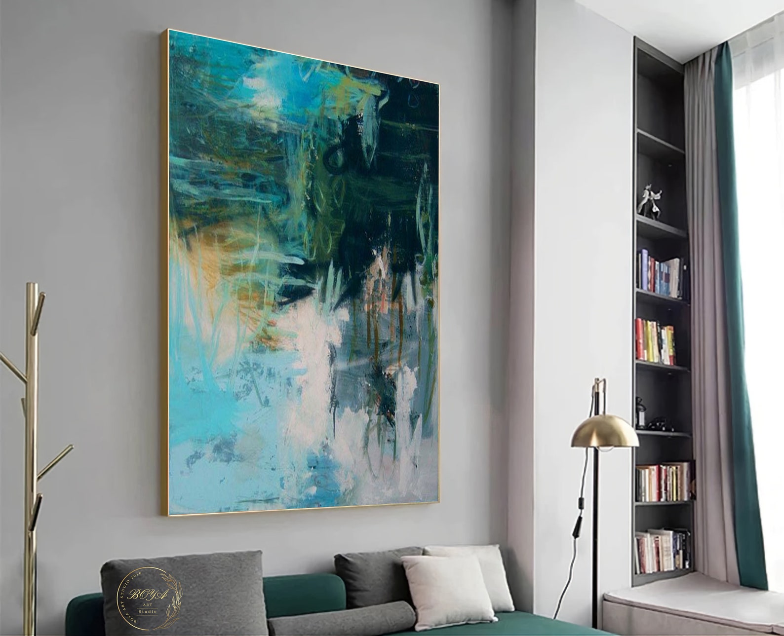 Original Green Painting Leaf Abstract Painting Green Abstract Etsy