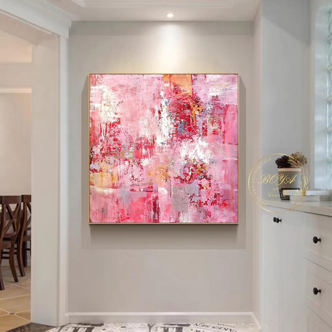 Large Pink Abstract Art Pink Textured Painting Original Pink Wall Art