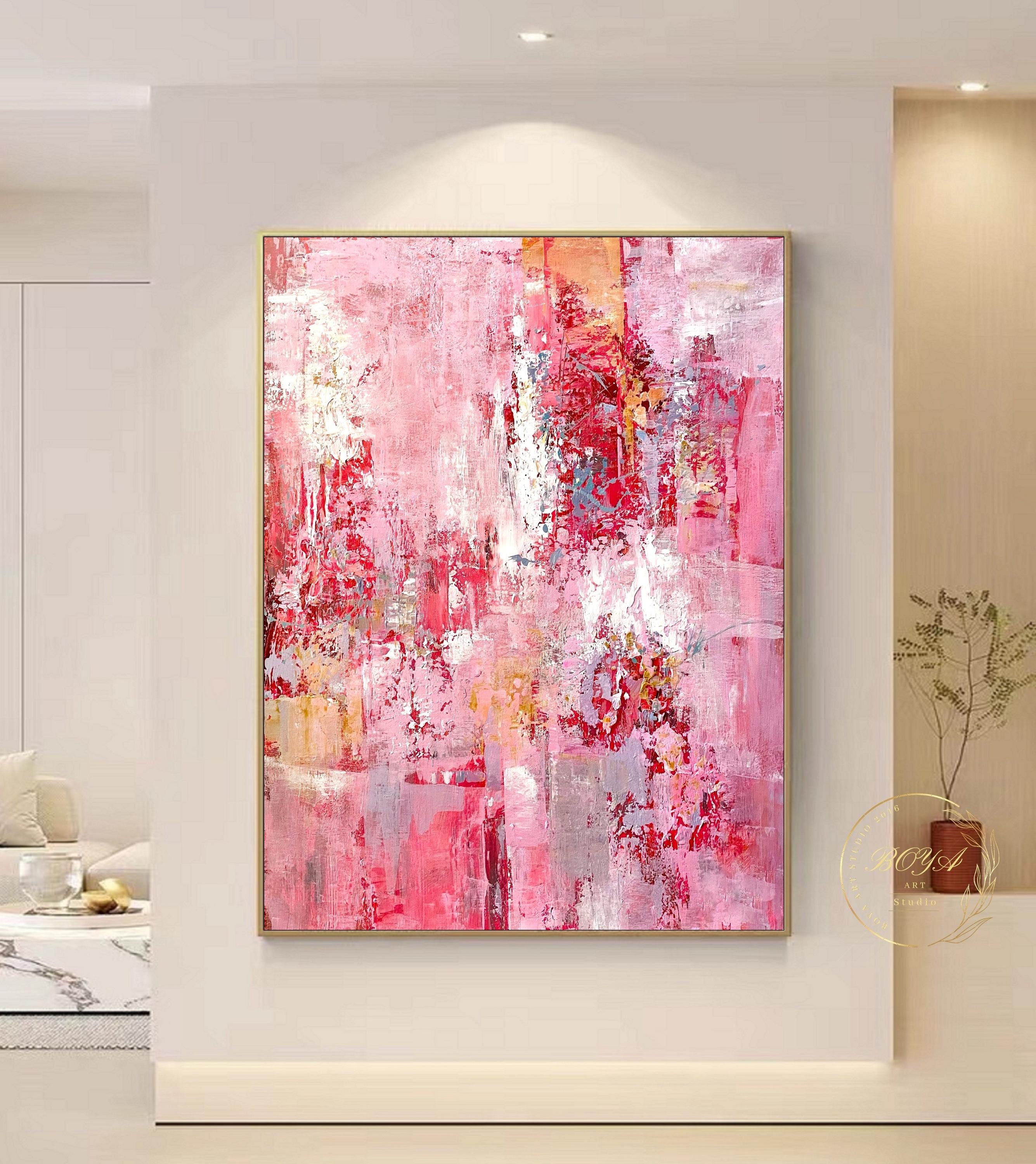 Large Pink Painting Pink Abstract Painting Pink Wall