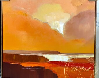 抽象画 オレンジ色の油彩画 抽象画 オレンジ色の油彩画 - メルカリ