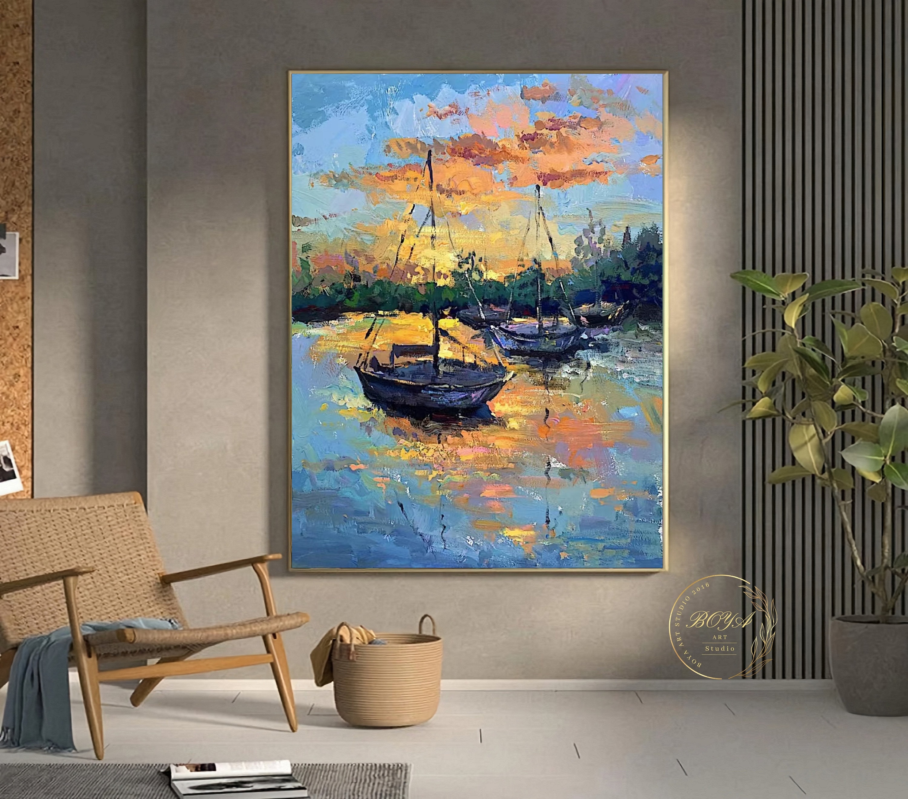 Original Sailboat Abstract Painting Large Sailboat Oil - Etsy