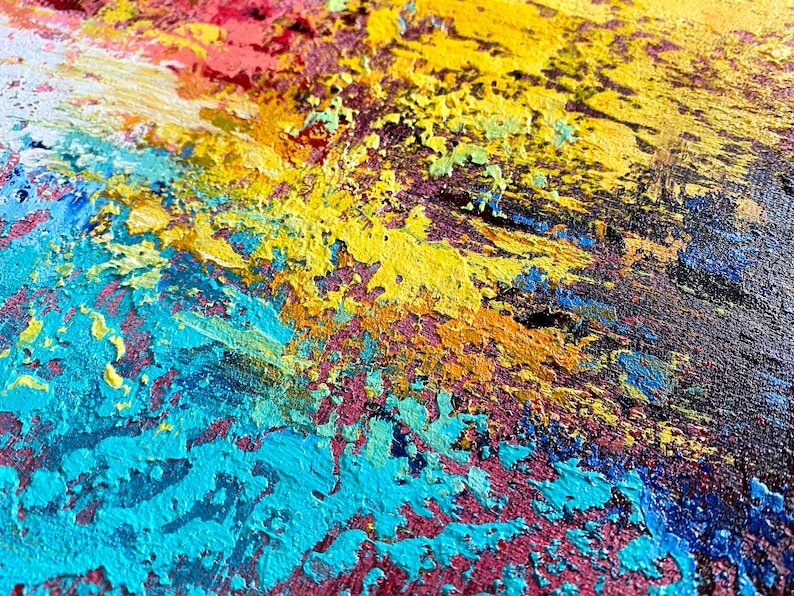 Multicolour Abstract Painting Large Pink Abstract Painting Etsy