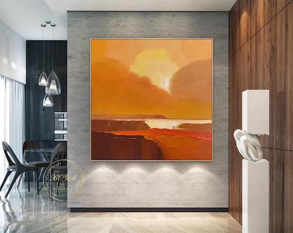 抽象画 オレンジ色の油彩画 抽象画 オレンジ色の油彩画 - メルカリ