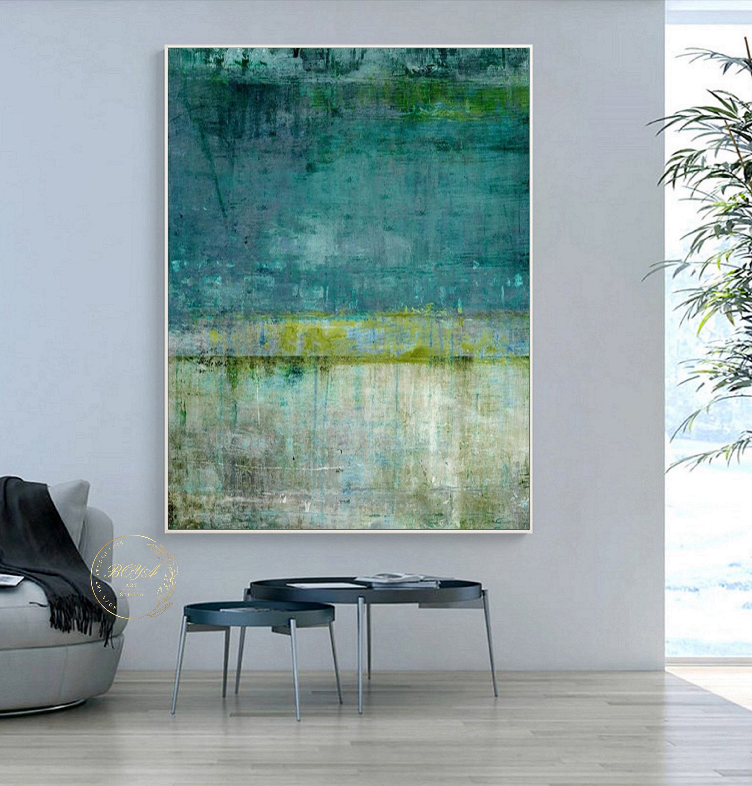 Large Green Oil Painting Original Green Canvas Wall Art - Etsy UK