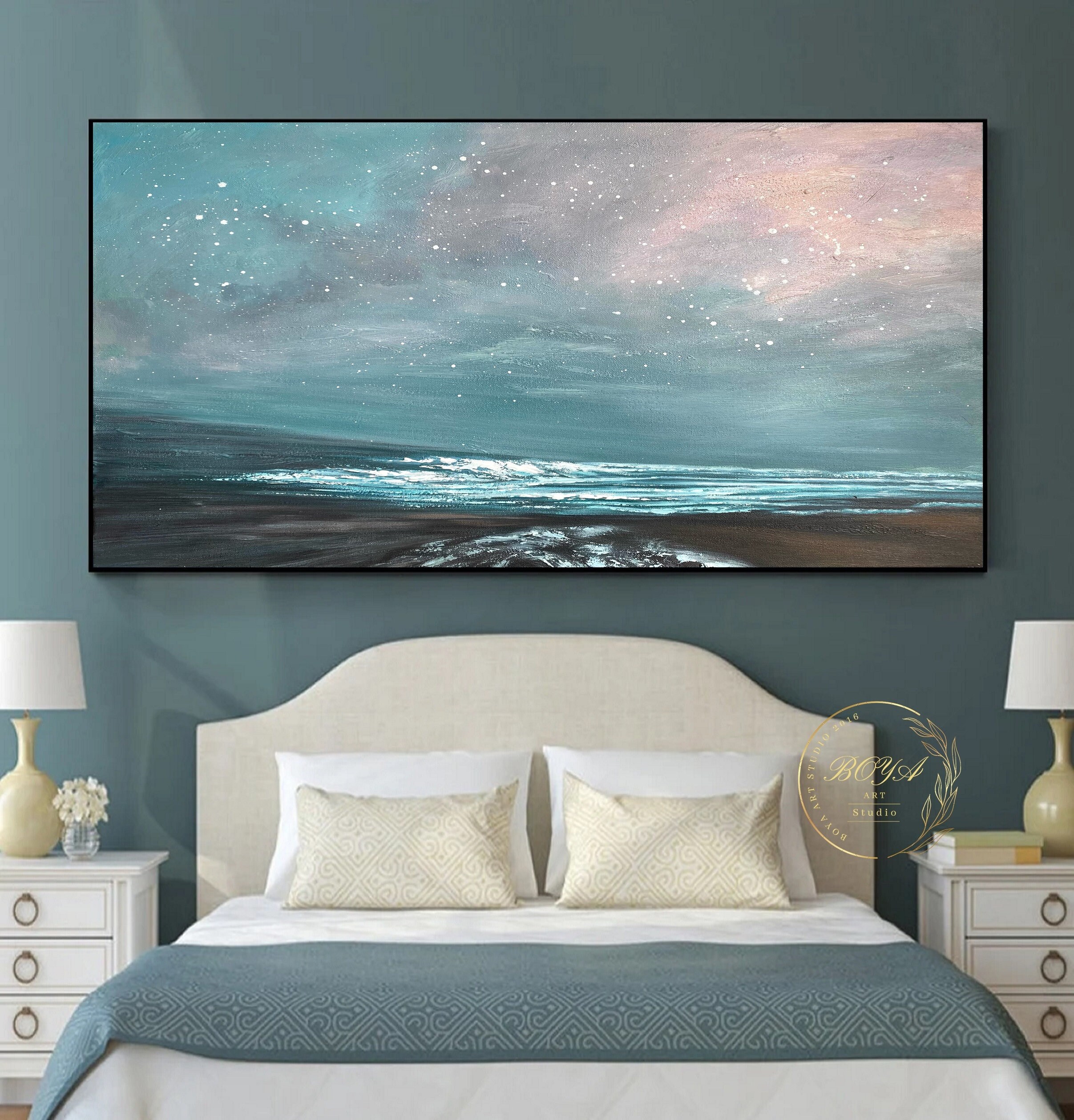 Original Sea Abstract Art Large Blue Sky Landscape Oil - Etsy
