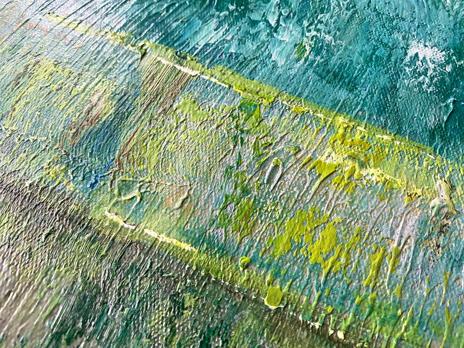 Large Green Oil Painting Original Green Canvas Painting Green