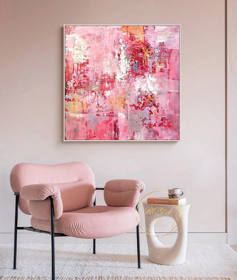 Large Pink Abstract Art Pink Textured Painting Original Pink Wall Art