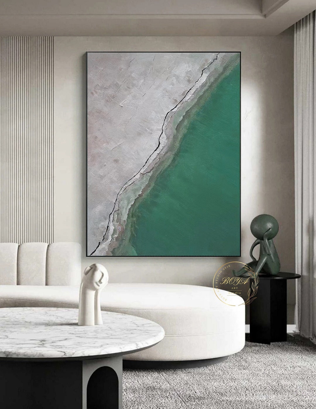 Large Green Oil Painting Original Green Canvas Painting Green ...