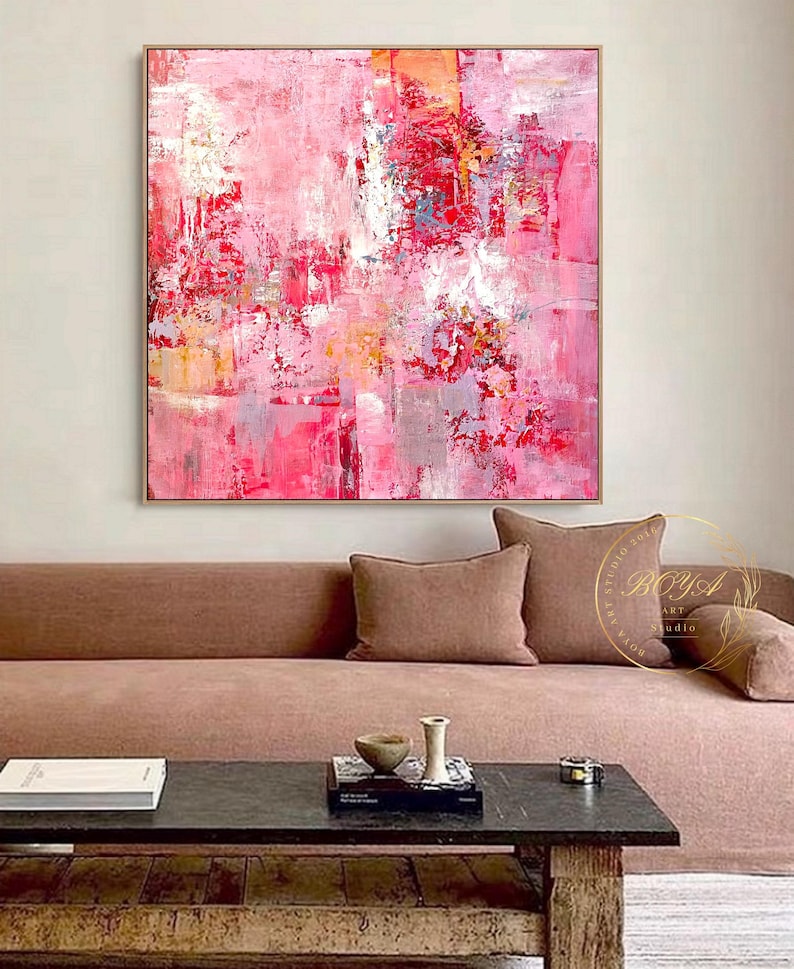 Large Pink Abstract Art Pink Textured Painting Original Pink Wall Art