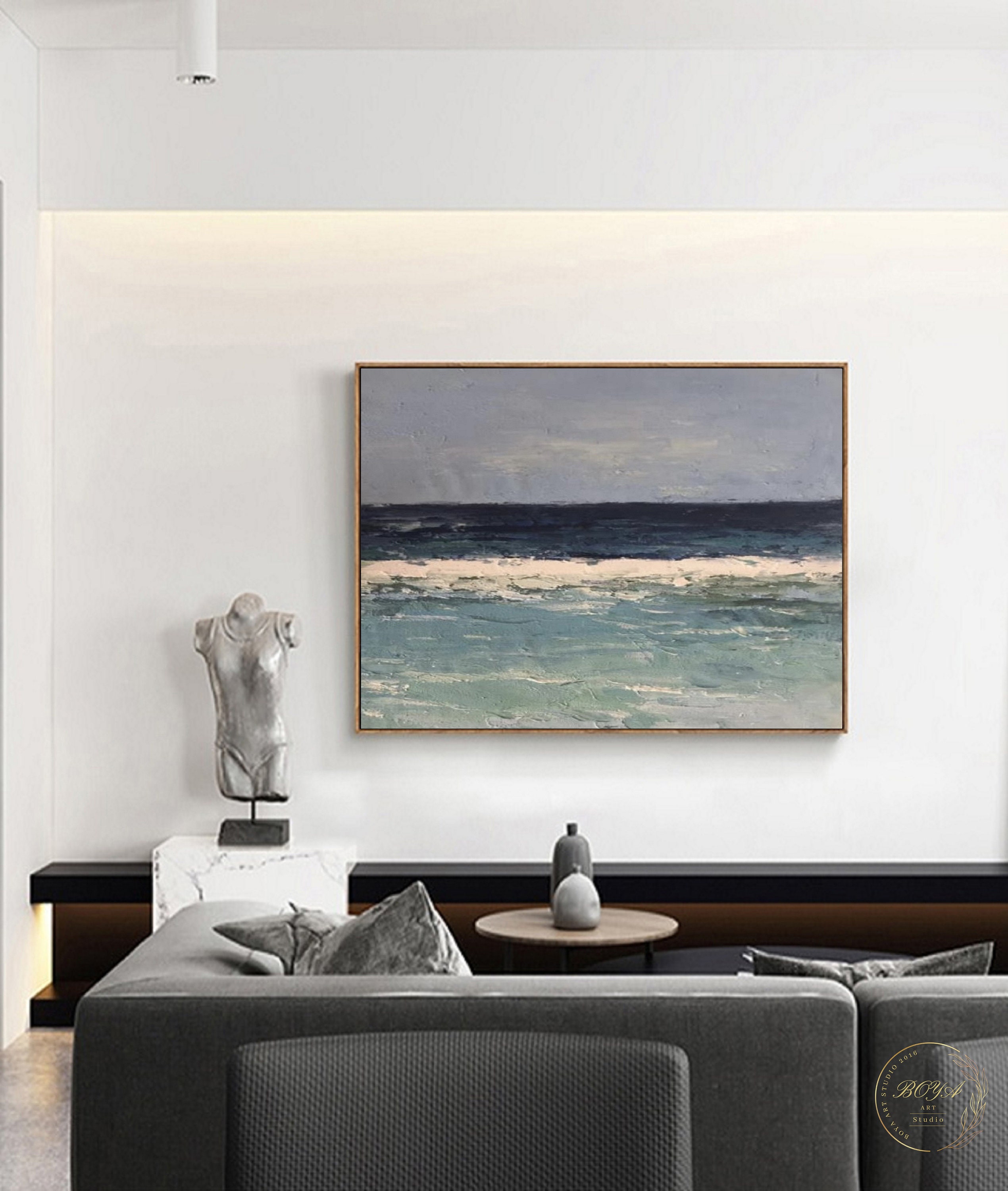Large Blue Ocean Painting Original Sea Abstract Canvas Art - Etsy