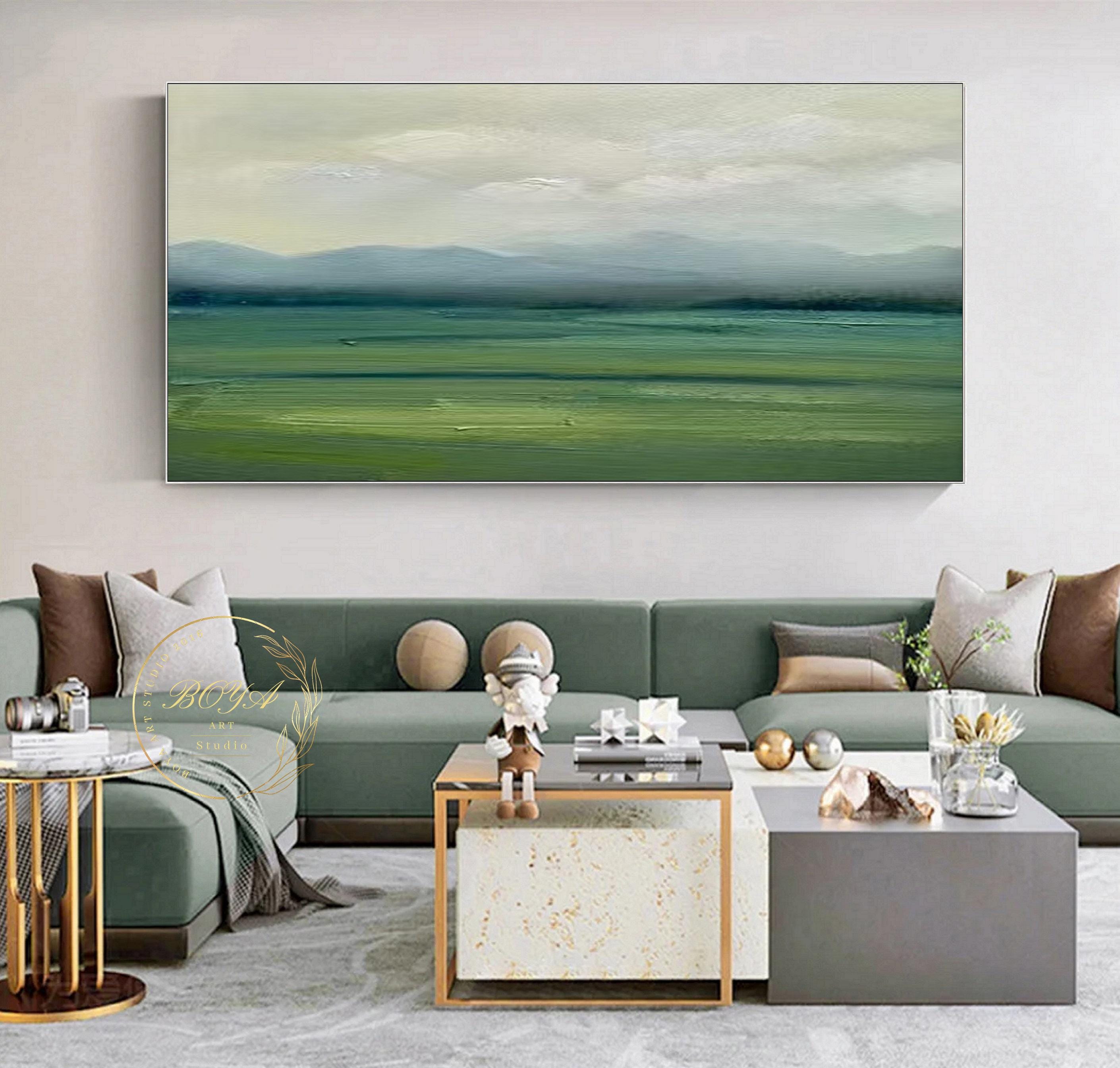 Large Green Landscape Painting Green Abstract Art Green Wall Painting ...
