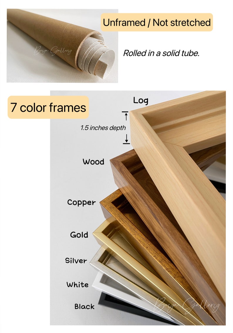 Peut inclure: Gros plan sur sept cadres photo de couleurs diff&eacute;rentes, dont du bois, du cuivre, de l'or, de l'argent, du blanc et du noir. Les cadres sont empil&eacute;s les uns sur les autres, le plus grand en haut et le plus petit en bas. Les cadres ont tous une profondeur de 1,5 pouce. Le texte "7 cadres de couleurs" est visible en haut de l'image.