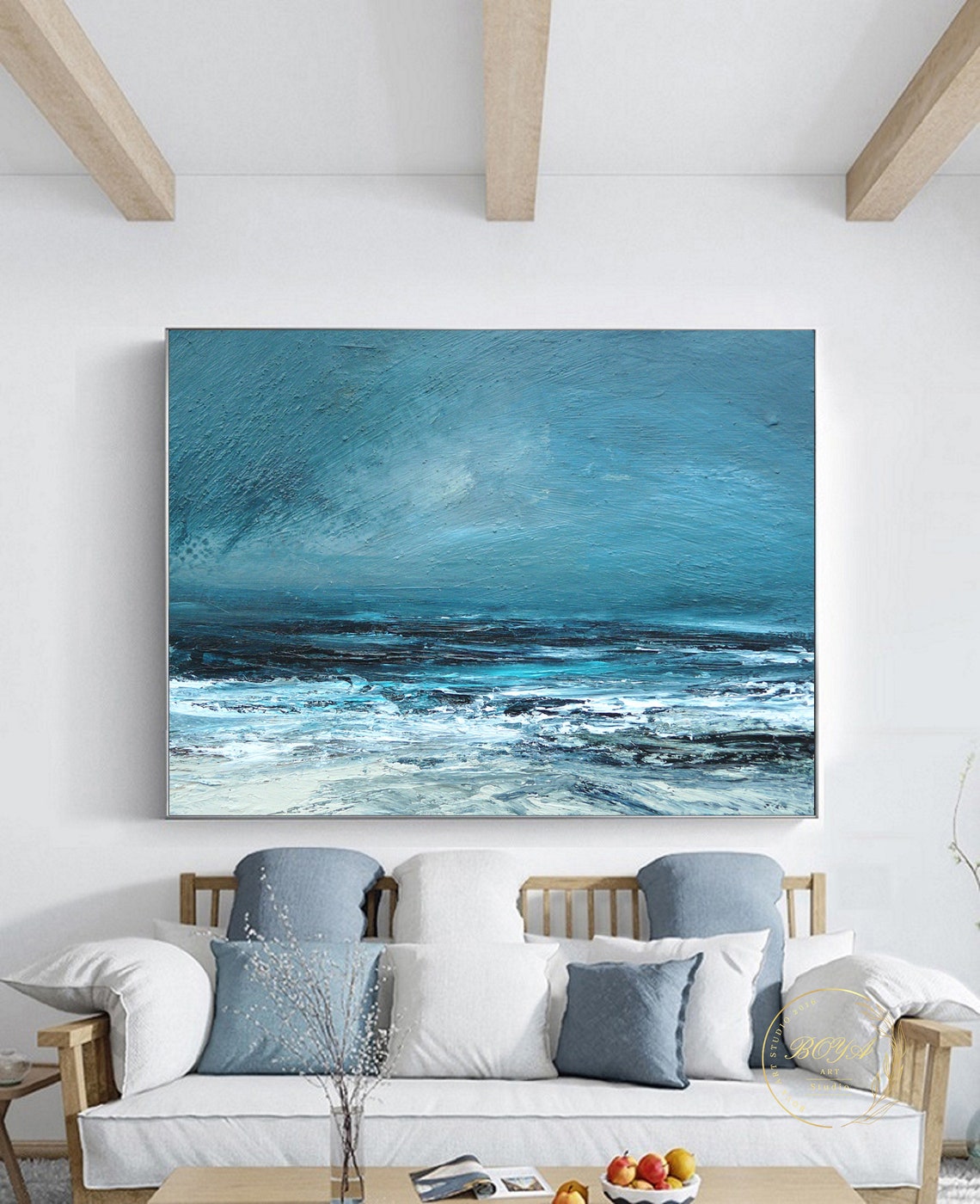 Large Blue Ocean Abstract Painting Original Seascape Oil Etsy