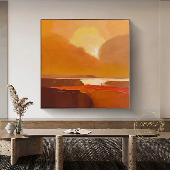 抽象画 オレンジ色の油彩画 抽象画 オレンジ色の油彩画 - メルカリ