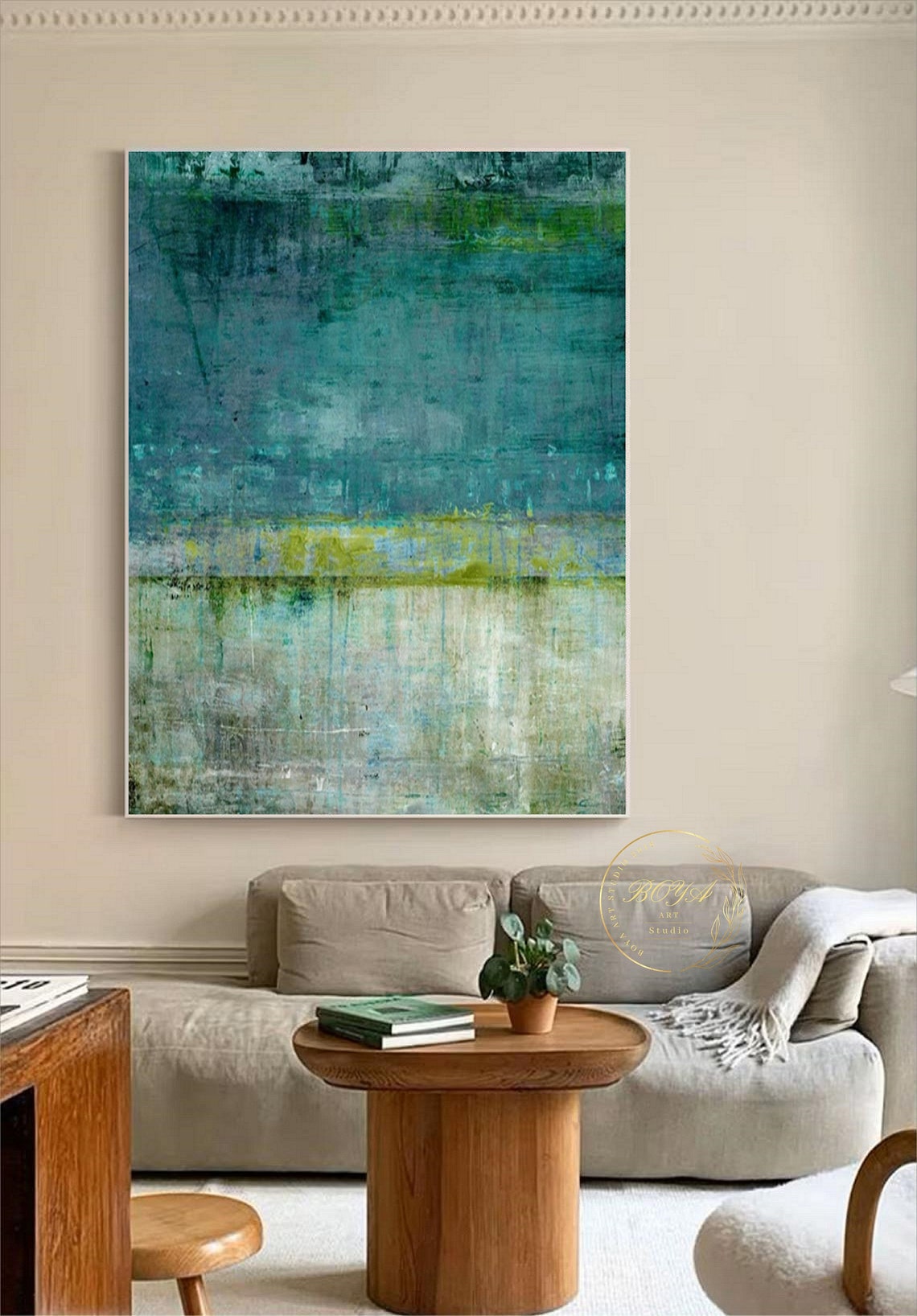 Large Green Oil Painting Original Green Canvas Wall Art - Etsy