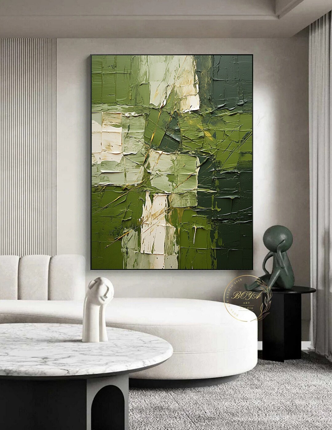 Green Texture Painting Large Textured Art Green Abstract Painting ...
