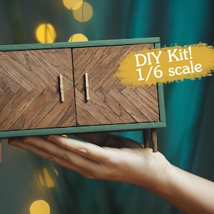 DIY-kit dressoir schaal 1/6 voor populaire modepoppen van 12 inch. Realistische miniatuurmeubels, roombox-poppenhuis. Tv-meubel, doe-het-zelf-set