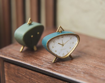 1/6 scale dollhouse realistic vintage table clock for popular 11 - 12 inch dolls. Retro style alarm  miniature decor for roombox, diorama.