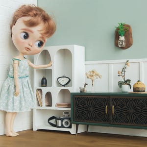 Bibliothèque à l'échelle 1/6 pour poupées mannequins populaires de 30 cm (12 po.). Meubles modernes réalistes miniatures. Étagère, étagère pour boîte de chambre, diorama de maison de poupée