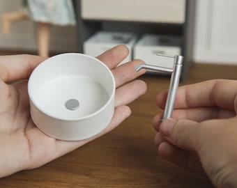 1/6 scale miniature sink basin faucets for popular fashion dolls 12 inch. Realistic bathroom furniture, bath for dollhouse, diorama, roombox